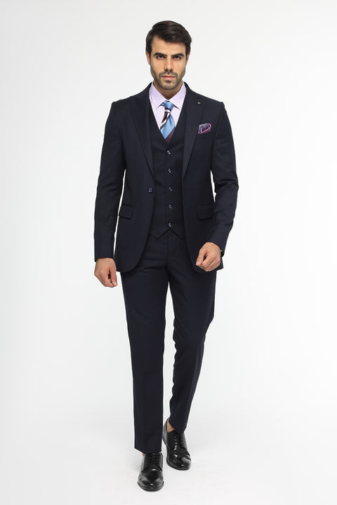 Slim Fit Suit Dark Blue