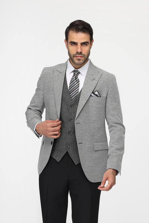 Slim Fit Suit Light Gray