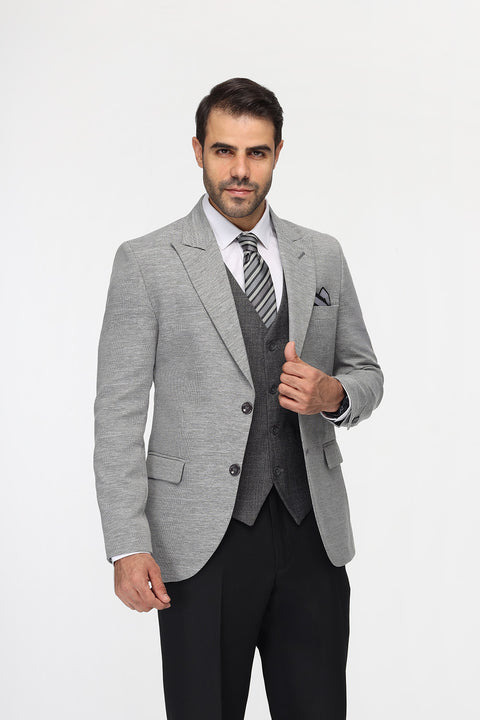 Slim Fit Suit Light Gray