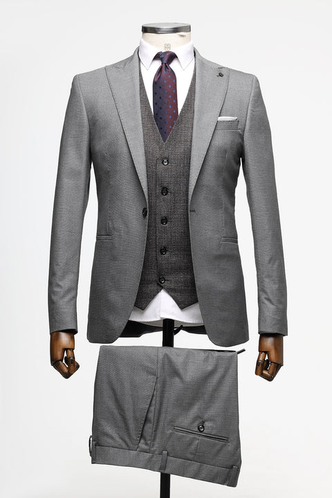 Slim Fit Suit Gray
