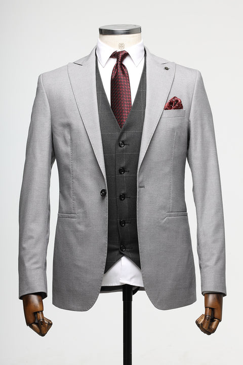 Slim Fit Suit Light Gray