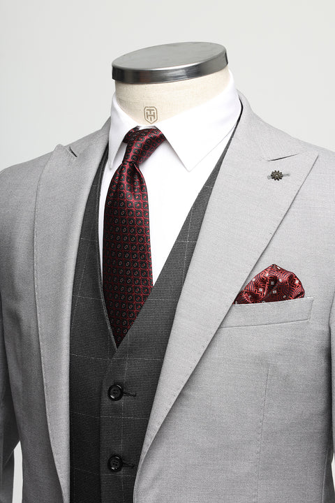 Slim Fit Suit Light Gray