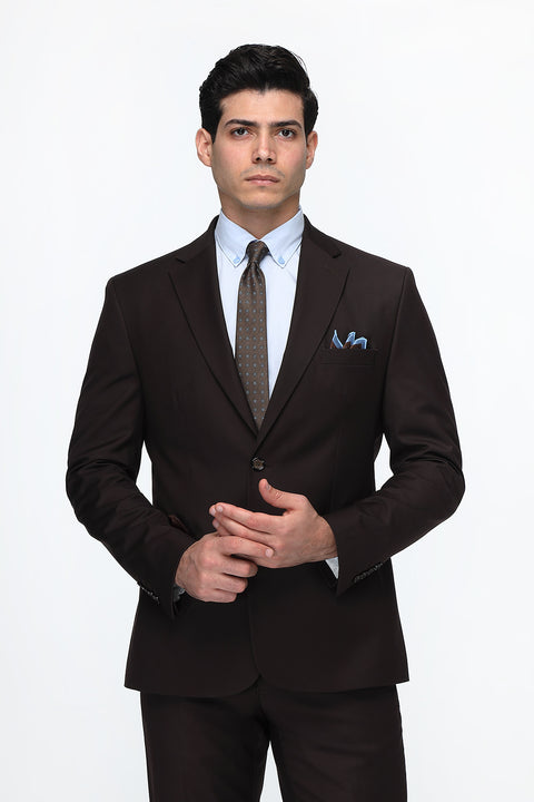 Regular Fit Suit Dark Brown
