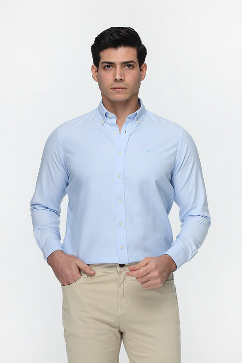 New Fit Shirt Oxford Blue 100% Cotton