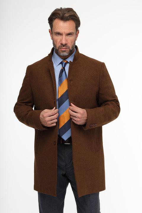 Regular Fit Coat Brown