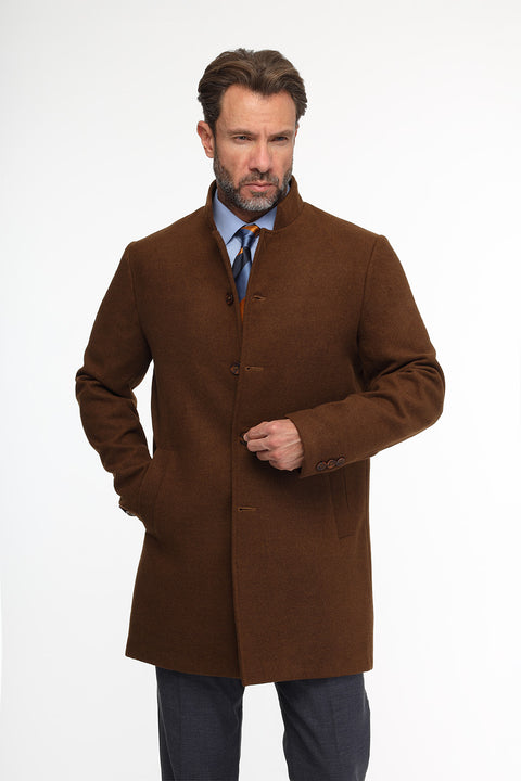 Regular Fit Coat Brown