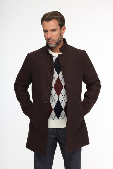 Regular Fit Coat Brown