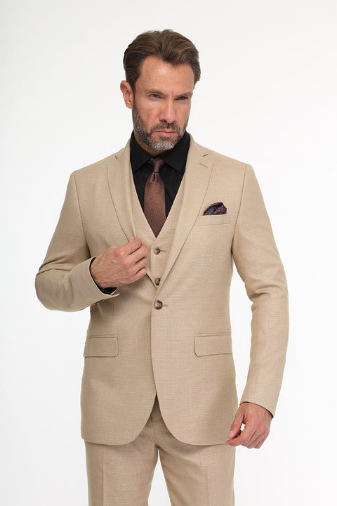 Slim Fit Suit Beige