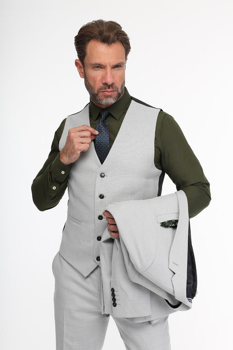 Slim Fit Suit Light Gray