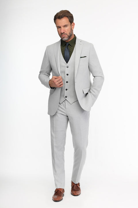 Slim Fit Suit Light Gray