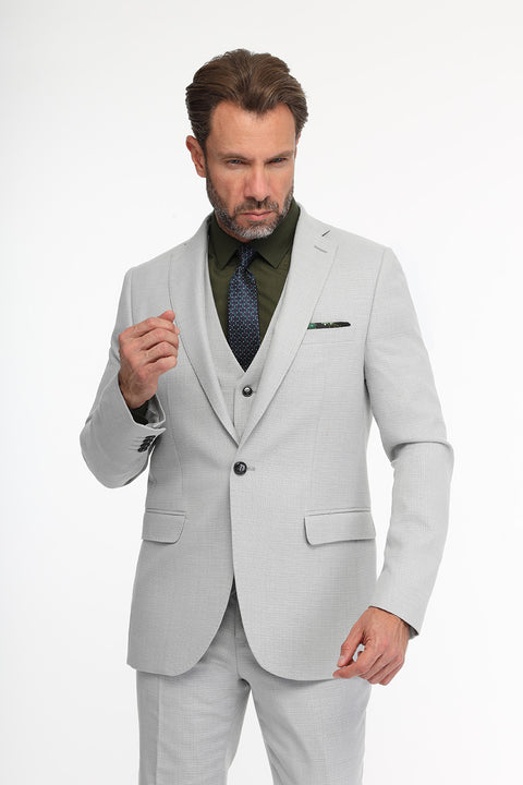 Slim Fit Suit Light Gray