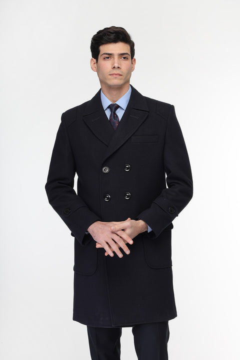 Regular Fit Coat Dark Blue