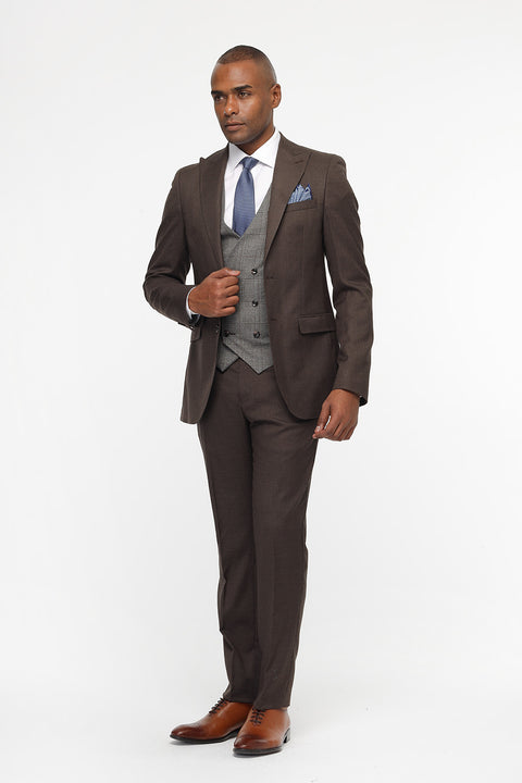 Slim Fit Suit Brown