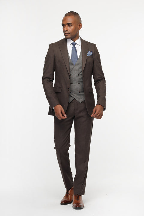 Slim Fit Suit Brown