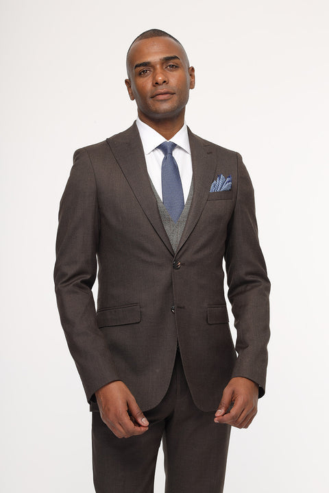Slim Fit Suit Brown