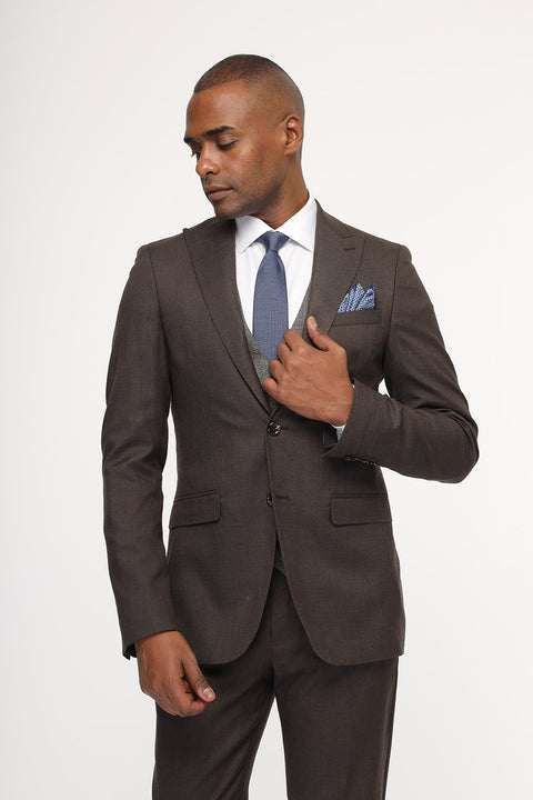 Slim Fit Suit Brown