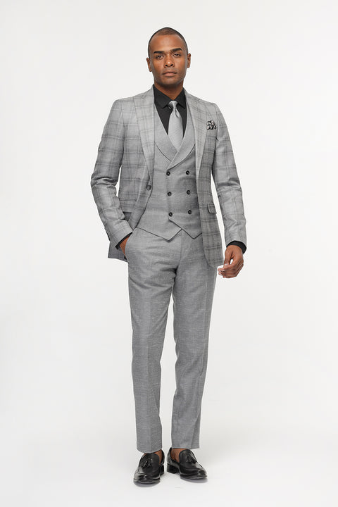 Slim Fit Suit Light Gray