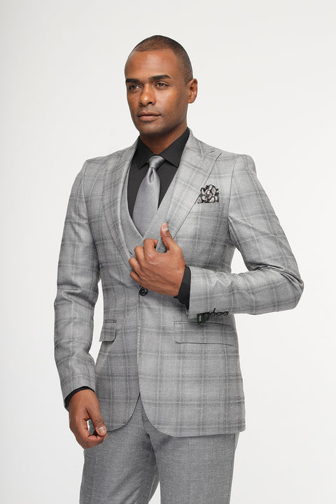 Slim Fit Suit Light Gray