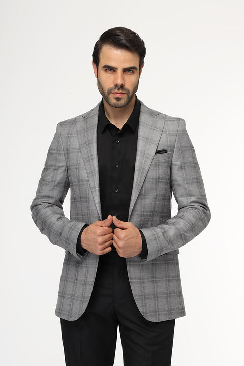 Slim Fit Blazer Gray