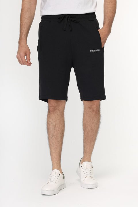 Regular Fit Melton Short Black