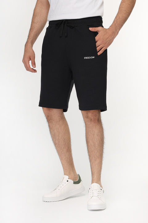 Regular Fit Melton Short Black