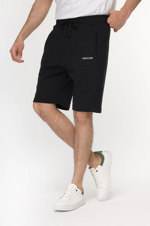 Regular Fit Melton Short Black