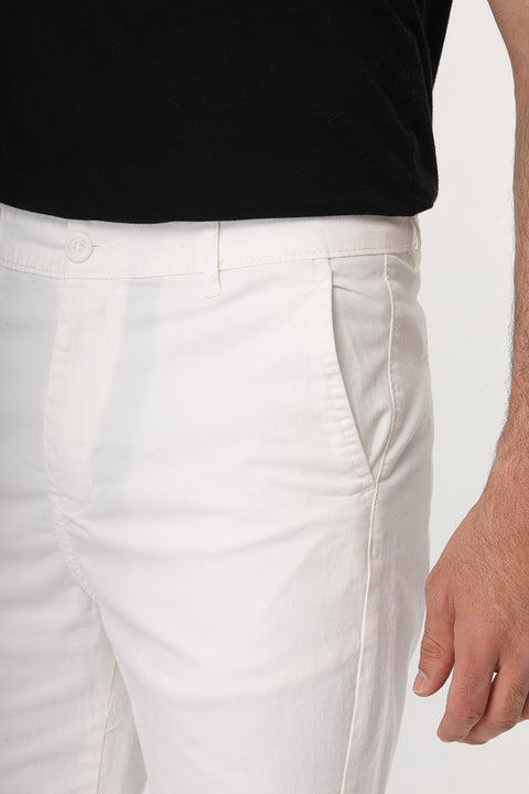 Slim Fit Chino Short Off White