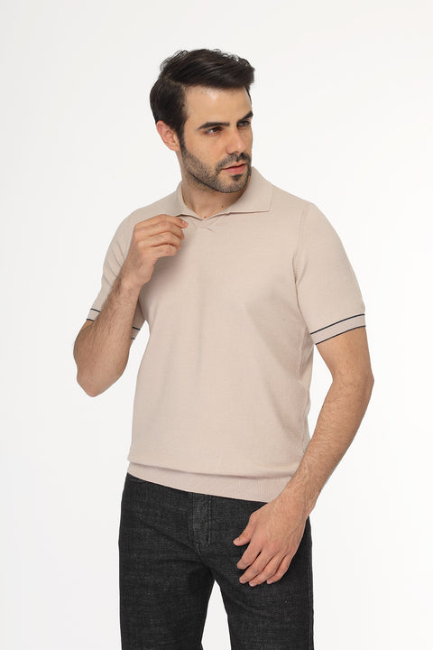 Polo Shirt Regular Fit Knitted Beige