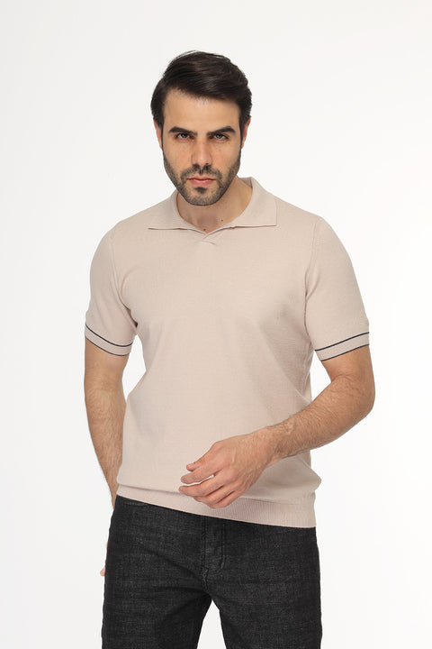 Polo Shirt Regular Fit Knitted Beige