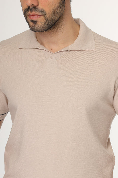 Polo Shirt Regular Fit Knitted Beige