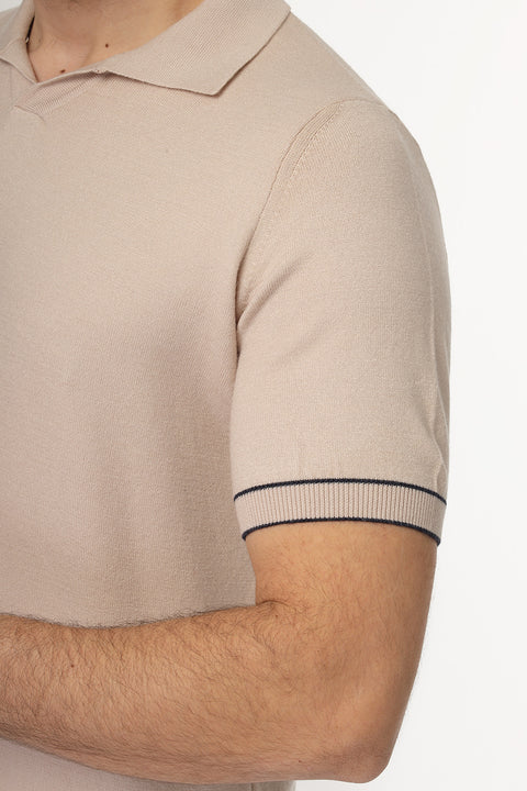 Polo Shirt Regular Fit Knitted Beige