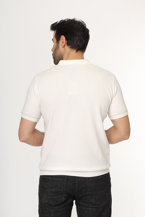 Polo Shirt Regular Fit Knitted Off White