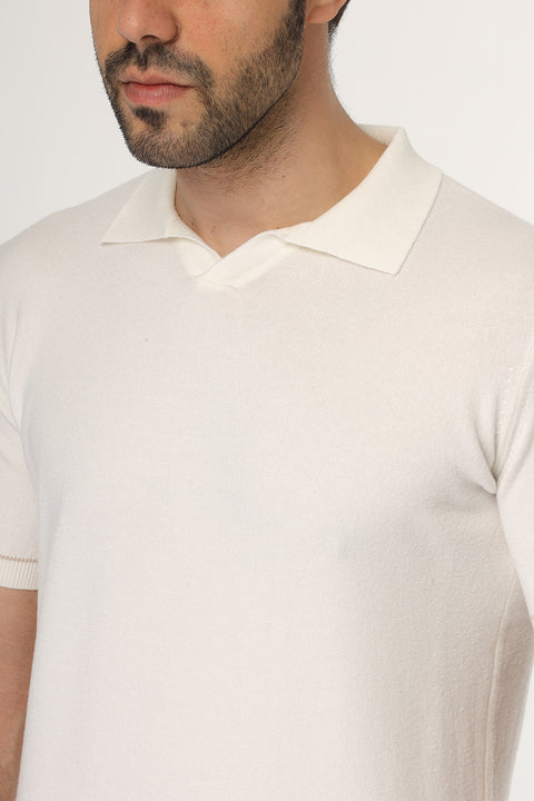 Polo Shirt Regular Fit Knitted Off White