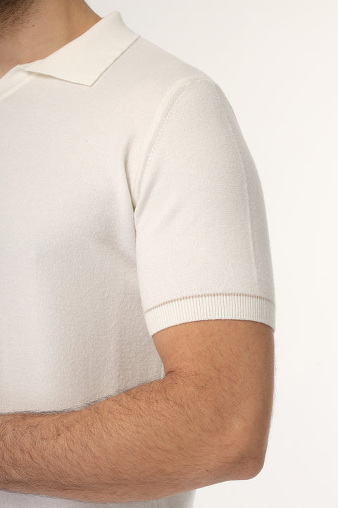 Polo Shirt Regular Fit Knitted Off White