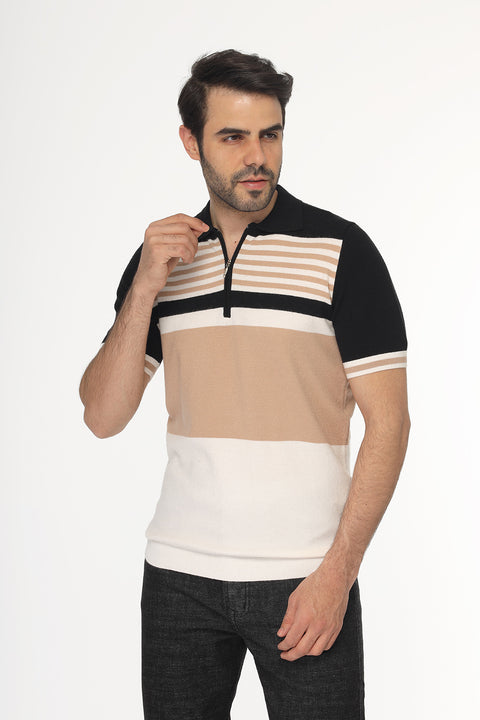 Polo Shirt Regular Fit Knitted Beige