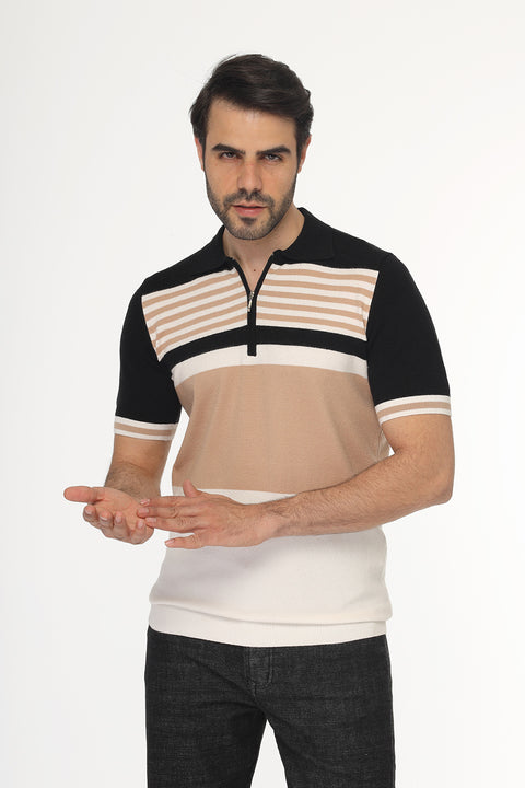 Polo Shirt Regular Fit Knitted Beige