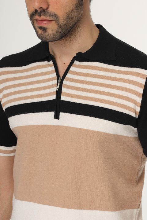 Polo Shirt Regular Fit Knitted Beige