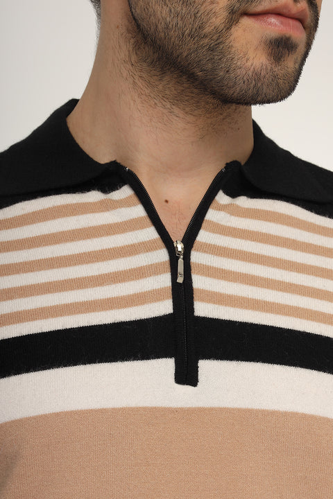 Polo Shirt Regular Fit Knitted Beige