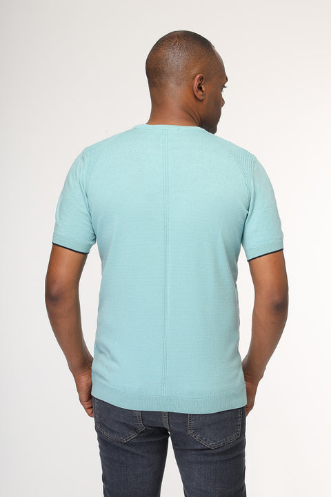 Regular Fit Knitted T-Shirt Turquoise
