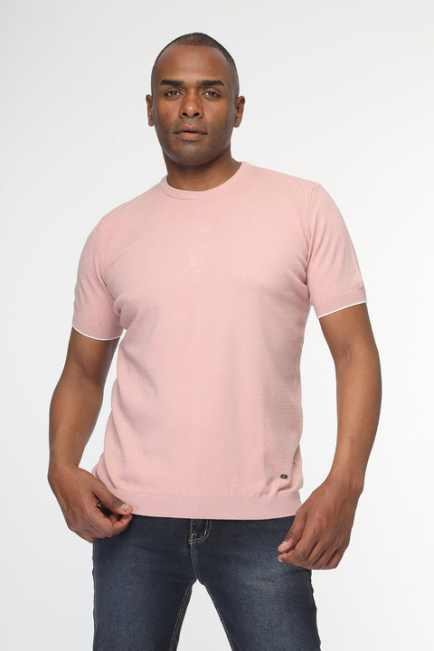 Regular Fit Knitted T-Shirt Rose