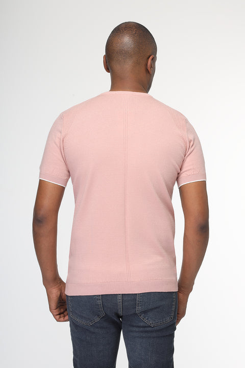 Regular Fit Knitted T-Shirt Rose