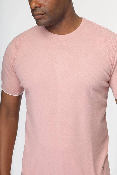 Regular Fit Knitted T-Shirt Rose