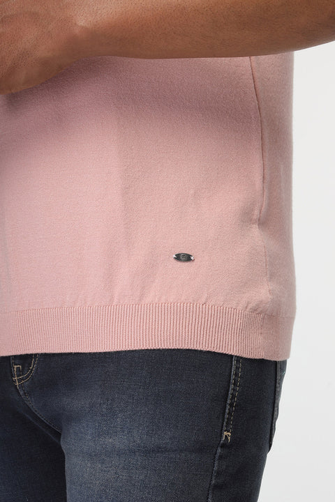 Regular Fit Knitted T-Shirt Rose