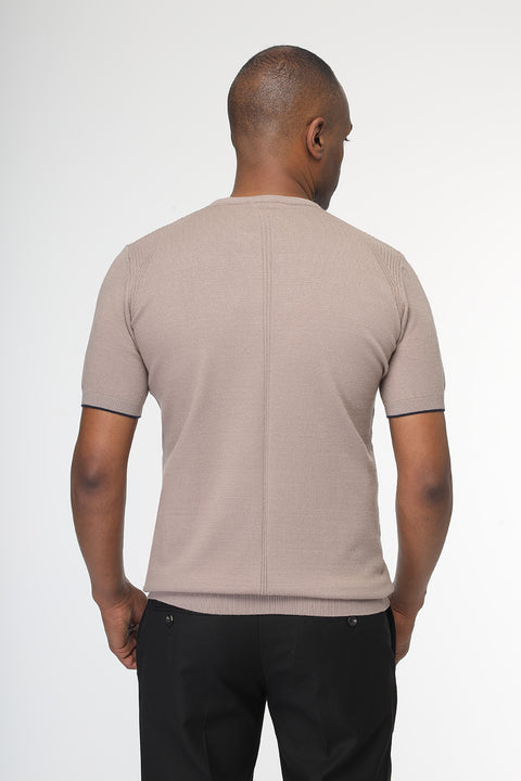 Regular Fit Knitted T-Shirt Beige
