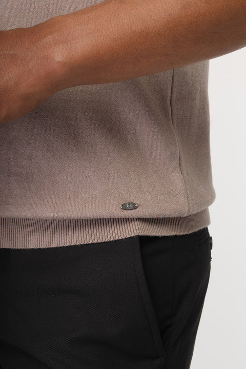 Regular Fit Knitted T-Shirt Beige