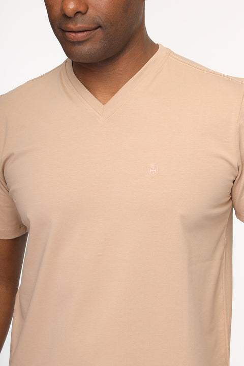 Regular Fit T-Shirt V Beige