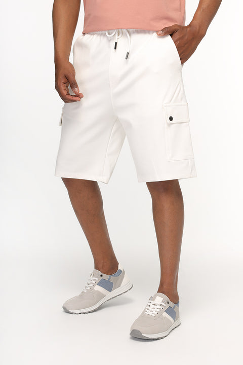 Regular Fit Melton Short Off White