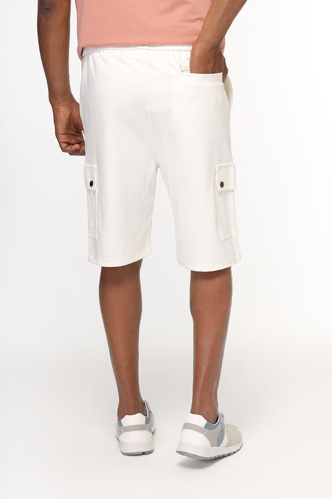 Regular Fit Melton Short Off White