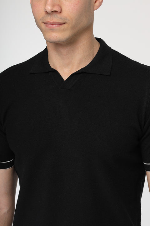 Polo Shirt Regular Fit Knitted Black