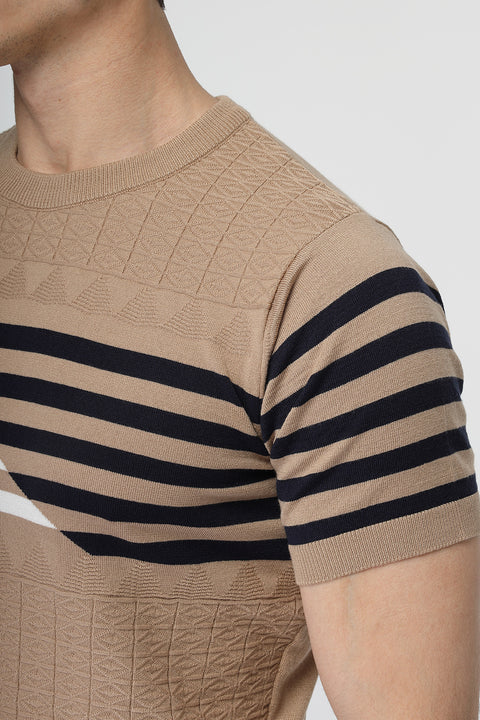 Regular Fit Knitted T-Shirt Beige